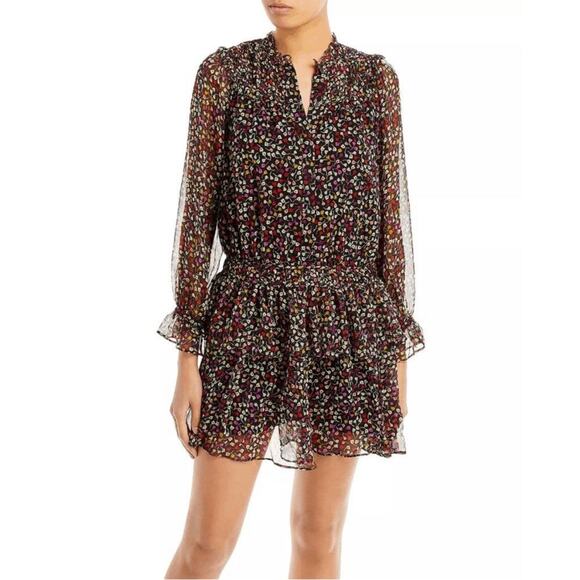 Joie Dresses & Skirts - Joie Women's Elsverre Silk Ruffled Mini Dress Caviar Multi Size 00